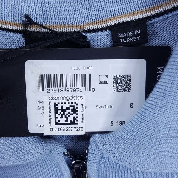 HUGO BOSS Polo Shirt Mens Small Blue Short Sleeve Knit Linen Blend TRIESTE $198 - Picture 5 of 12